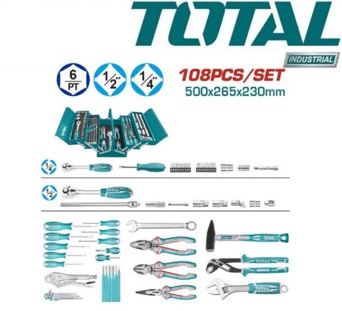 Գործիքների հավաքածու 108 կտոր TOTAL THTCS121081 100295