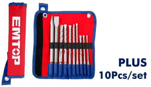 Набор буров и зубил 10шт Emtop EHDR12101