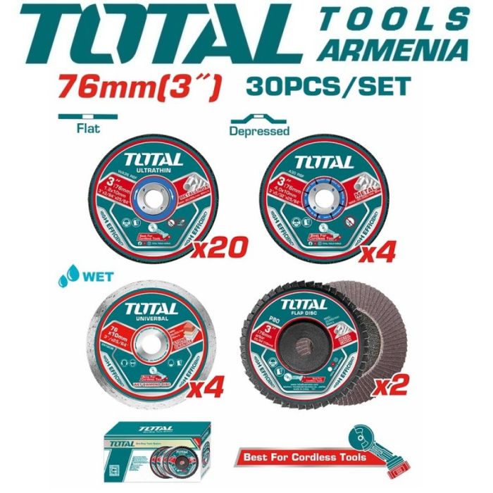 Կտրող և հղկվող սկավառակների հավաքածու Total TAC97630 34981
