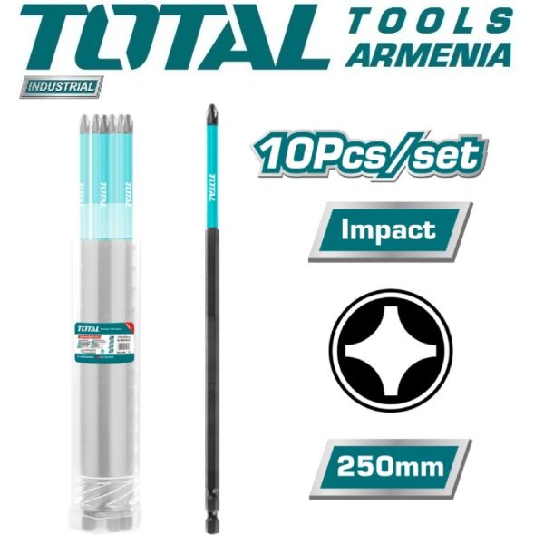 Набор ударных 250мм бит отверток PH2 10 шт. (TACIM16PH2103)