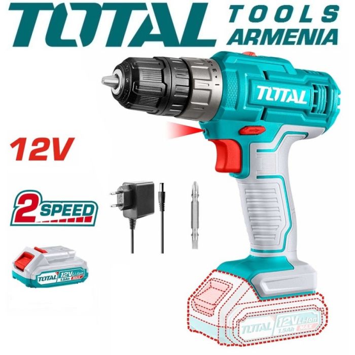 Li-ion Cordless drill 12V / 1.5Ah / 20Nm with battery and charger (TDLI1218)