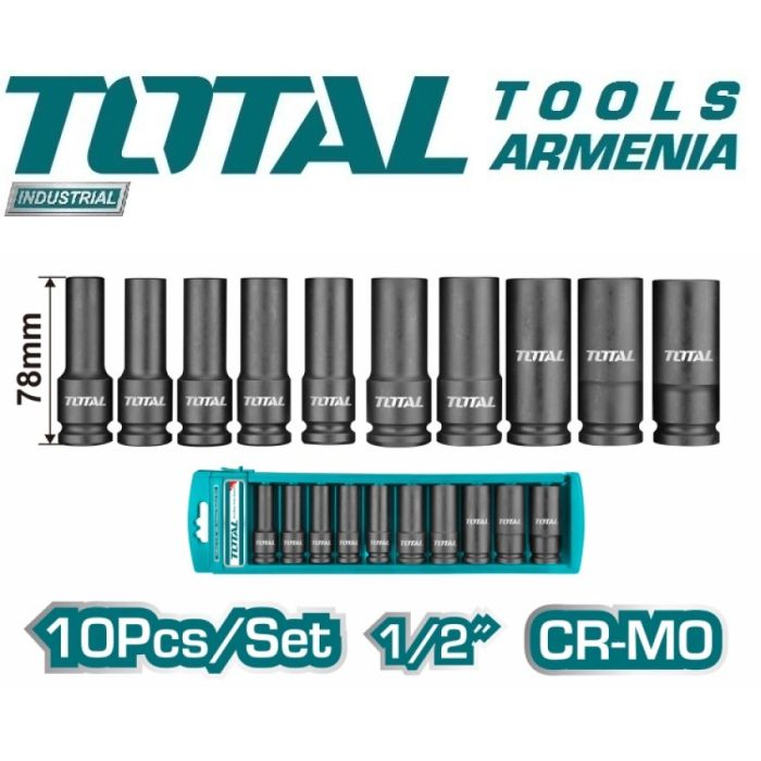 Набор глубоких ударных головок из 10 шт 1/2 дюйма (THKISD12102L)
