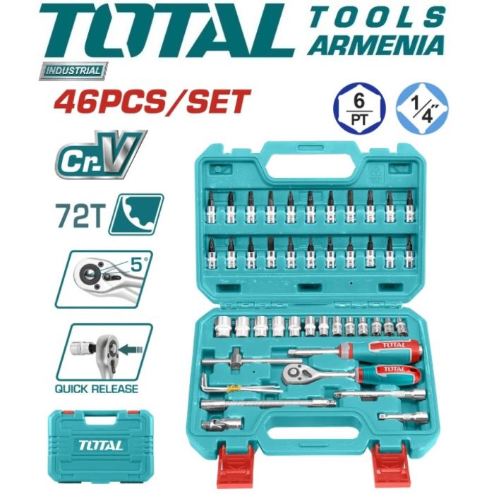 Գործիքների հավաքածու 46 կտոր TOTAL THT141462 100193