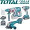 Լիթիում իոնային 20V գործիքների հավաքածու 3 կտոր 4A մարկոցով TOTAL TOSLI2301515 33925