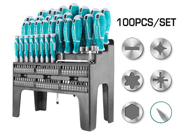 Набор отверток с битами 100 шт. (THT2506100)