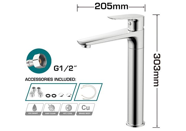 Single lever washbasin mixer (TSLBM12702)