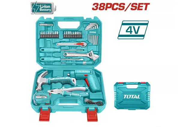 Գործիքների հավաքածու 38 կտոր 4V պտուտակահանով TOTAL THKTHP10386 33930